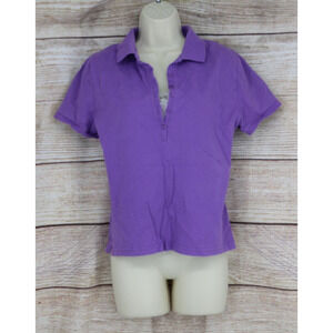 Y2K Ladies Club Womens Size Small Layered Short Sleeve Polo Shirt Purple